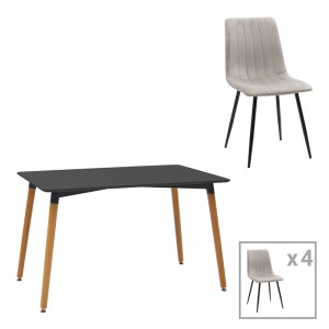 pak-200-001280 ΤΡΑΠΕΖΑΡΙΑ NATALI-NOOR PAKOWORLD ΣΕΤ 5ΤΕΜ  MDF ΜΑΥΡΟ-ΓΚΡΙ-ΠΟΔΙΑ ΦΥΣΙΚΟ 120X80X76ΕΚ