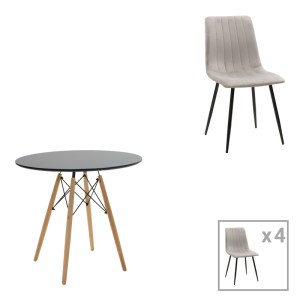 pak-200-001282 ΤΡΑΠΕΖΑΡΙΑ JULITA-NOOR PAKOWORLD ΣΕΤ 5ΤΕΜ  MDF ΜΑΥΡΟ-ΓΚΡΙ-ΠΟΔΙΑ ΦΥΣΙΚΟ Φ80X73ΕΚ
