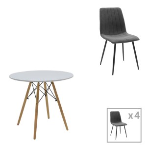 pak-200-001291 ΤΡΑΠΕΖΑΡΙΑ JULITA-NOOR PAKOWORLD ΣΕΤ 5ΤΕΜ  MDF ΛΕΥΚΟ-ΑΝΘΡΑΚΙ-ΠΟΔΙΑ ΦΥΣΙΚΟ Φ80X73ΕΚ
