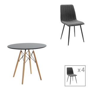 pak-200-001292 ΤΡΑΠΕΖΑΡΙΑ JULITA-NOOR PAKOWORLD ΣΕΤ 5ΤΕΜ  MDF ΜΑΥΡΟ-ΑΝΘΡΑΚΙ-ΠΟΔΙΑ ΦΥΣΙΚΟ Φ80X73ΕΚ