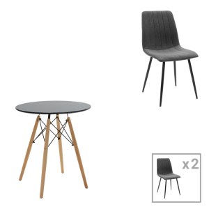 pak-200-001294 ΤΡΑΠΕΖΑΡΙΑ JULITA-NOOR PAKOWORLD ΣΕΤ 3ΤΕΜ  MDF ΜΑΥΡΟ-ΑΝΘΡΑΚΙ-ΠΟΔΙΑ ΦΥΣΙΚΟ Φ60X73ΕΚ