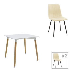 pak-200-001295 ΤΡΑΠΕΖΑΡΙΑ NATALI-NOOR PAKOWORLD ΣΕΤ 3ΤΕΜ  MDF ΛΕΥΚΟ-ΜΠΕΖ ΥΦΑΣΜΑ 80X80X76ΕΚ