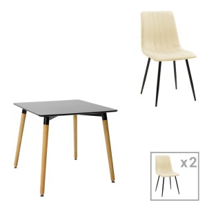 pak-200-001296 ΤΡΑΠΕΖΑΡΙΑ NATALI-NOOR PAKOWORLD ΣΕΤ 3ΤΕΜ  MDF ΜΑΥΡΟ-ΜΠΕΖ ΥΦΑΣΜΑ 80X80X76ΕΚ