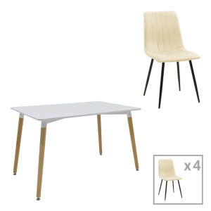 pak-200-001297 ΤΡΑΠΕΖΑΡΙΑ NATALI-NOOR PAKOWORLD ΣΕΤ 5ΤΕΜ  MDF ΛΕΥΚΟ-ΜΠΕΖ ΥΦΑΣΜΑ 120X80X76ΕΚ