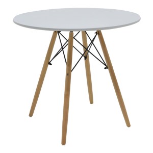 pak-200-001299-4 ΤΡΑΠΕΖΑΡΙΑ JULITA-NOOR PAKOWORLD ΣΕΤ 5ΤΕΜ MDF ΛΕΥΚΟ-ΜΠΕΖ ΥΦΑΣΜΑ Φ80X73ΕΚ