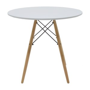 pak-200-001299-5 ΤΡΑΠΕΖΑΡΙΑ JULITA-NOOR PAKOWORLD ΣΕΤ 5ΤΕΜ MDF ΛΕΥΚΟ-ΜΠΕΖ ΥΦΑΣΜΑ Φ80X73ΕΚ