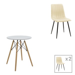 pak-200-001301 ΤΡΑΠΕΖΑΡΙΑ JULITA-NOOR PAKOWORLD ΣΕΤ 3ΤΕΜ MDF ΛΕΥΚΟ-ΜΠΕΖ ΥΦΑΣΜΑ Φ60X73ΕΚ