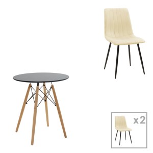 pak-200-001302 ΤΡΑΠΕΖΑΡΙΑ JULITA-NOOR PAKOWORLD ΣΕΤ 3ΤΕΜ MDF ΜΑΥΡΟ-ΜΠΕΖ ΥΦΑΣΜΑ Φ60X73ΕΚ