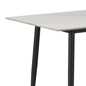 pak-200-001314-5 ΤΡΑΠΕΖΑΡΙΑ GUSTAS-GISELLE PAKOWORLD ΣΕΤ 5ΤΜΧ  ΛΕΥΚΟ ΜΑΡΜΑΡΟΥ SINTERED STONE-ΜΠΟΥΚΛΕ ΜΑΥΡΟ 120X60X75ΕΚ