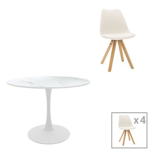 pak-200-001403 ΤΡΑΠΕΖΑΡΙΑ BALOU-CARON ΣΕΤ 5ΤΕΜ PAKOWORLD PP-MDF ΣΕ ΛΕΥΚΗ-ΦΥΣΙΚΗ ΑΠΟΧΡΩΣΗ Φ100X73ΕΚ