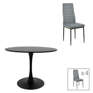 pak-200-001407 ΤΡΑΠΕΖΑΡΙΑ BALOU-PARKER PAKOWORLD ΣΕΤ 5ΤΕΜ ΜΑΥΡΟ-ΓΚΡΙ Φ120X73ΕΚ