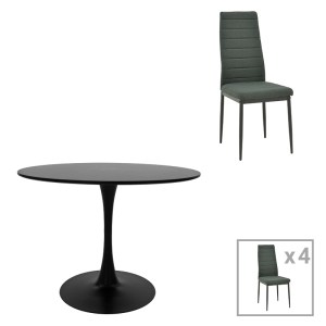 pak-200-001409 ΤΡΑΠΕΖΑΡΙΑ BALOU-PARKER PAKOWORLD ΣΕΤ 5ΤΕΜ ΜΑΥΡΟ-ΥΦΑΣΜΑ ΑΝΘΡΑΚΙ Φ120X73ΕΚ
