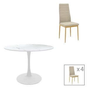 pak-200-001411 ΤΡΑΠΕΖΑΡΙΑ BALOU-PARKER PAKOWORLD ΣΕΤ 5ΤΕΜ ΛΕΥΚΟ-ΜΠΕΖ Φ120X73ΕΚ