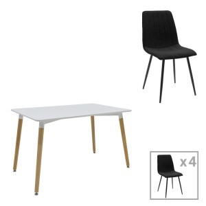 pak-200-001414 ΤΡΑΠΕΖΑΡΙΑ NATALI-NOOR PAKOWORLD ΣΕΤ 5ΤΕΜ  MDF ΛΕΥΚΟ-ΜΑΥΡΟ-ΠΟΔΙΑ ΦΥΣΙΚΟ 120X80X76ΕΚ