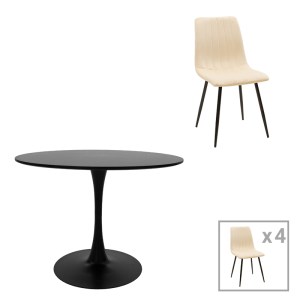 pak-200-001416 ΤΡΑΠΕΖΑΡΙΑ BALOU-NOOR PAKOWORLD ΣΕΤ 5ΤΕΜ MDF ΜΑΥΡΟ-ΜΠΕΖ Φ100X73ΕΚ