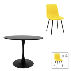 pak-200-001423 ΤΡΑΠΕΖΑΡΙΑ BALOU-NOOR PAKOWORLD ΣΕΤ 5ΤΕΜ MDF ΜΑΥΡΟ-ΚΙΤΡΙΝΟ Φ120X73ΕΚ