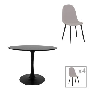 pak-200-001426 ΤΡΑΠΕΖΑΡΙΑ BELLA-BALOU PAKOWORLD ΣΕΤ 5ΤΕΜ MDF ΜΑΥΡΟ-ΥΦΑΣΜΑ ΓΚΡΙ Φ100X73ΕΚ