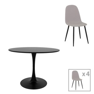 pak-200-001427 ΤΡΑΠΕΖΑΡΙΑ BELLA-BALOU PAKOWORLD ΣΕΤ 5ΤΕΜ MDF ΜΑΥΡΟ-ΥΦΑΣΜΑ ΓΚΡΙ Φ120X73ΕΚ