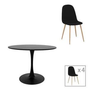 pak-200-001428 ΤΡΑΠΕΖΑΡΙΑ BELLA-BALOU PAKOWORLD ΣΕΤ 5ΤΕΜ MDF ΜΑΥΡΟ-ΥΦΑΣΜΑ ΜΑΥΡΟ Φ100X73ΕΚ