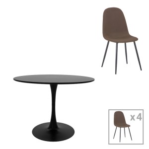 pak-200-001430 ΤΡΑΠΕΖΑΡΙΑ BELLA-BALOU PAKOWORLD ΣΕΤ 5ΤΕΜ MDF ΜΑΥΡΟ-ΥΦΑΣΜΑ ΚΑΦΕ Φ100X73ΕΚ