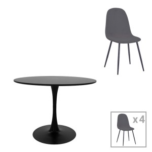 pak-200-001433 ΤΡΑΠΕΖΑΡΙΑ BELLA-BALOU PAKOWORLD ΣΕΤ 5ΤΕΜ MDF ΜΑΥΡΟ-ΒΕΛΟΥΔΟ ΑΝΘΡΑΚΙ Φ120X73ΕΚ