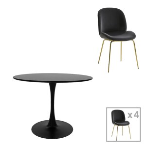 pak-200-001434 ΤΡΑΠΕΖΑΡΙΑ BALOU-MALEY PAKOWORLD ΣΕΤ 5ΤΕΜ MDF ΜΑΥΡΟ-ΒΕΛΟΥΔΟ ΑΝΘΡΑΚΙ Φ120X73ΕΚ