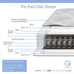 pak-207-000006-1 ΣΤΡΩΜΑ FIX PAD CHIC STROM ΜΟΝΗΣ ΟΨΗΣ 18-19CM 140X200ΕΚ