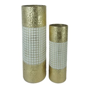 pak-209-000025 ΔΙΑΚΟΣΜΗΤΙΚΟ ΒΑΖΟ TRIPO INART ΣΕΤ 2 ΤΕΜ ΜΕΤΑΛΛΟ ΣΕ ΧΡΥΣΗ ΚΑΙ ΛΕΥΚΗ ΑΠΟΧΡΩΣΗ Φ20.3X61.5ΕΚ