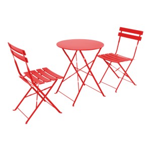 pak-219-000012 ΤΡΑΠΕΖΑΡΙΑ BISTRO 3ΤΕΜ PAKOWORLD ΜΕΤΑΛΛΙΚΗ ΑΝΑΔΙΠΛΟΥΜΕΝΗ ΣΕ ΚΟΚΚΙΝΗ ΑΠΟΧΡΩΣΗ Φ60X71ΕΚ