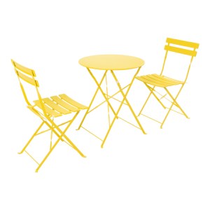 pak-219-000013 ΤΡΑΠΕΖΑΡΙΑ BISTRO 3ΤΕΜ PAKOWORLD ΜΕΤΑΛΛΙΚΗ ΑΝΑΔΙΠΛΟΥΜΕΝΗ ΣΕ ΚΙΤΡΙΝΗ ΑΠΟΧΡΩΣΗ Φ60X71ΕΚ
