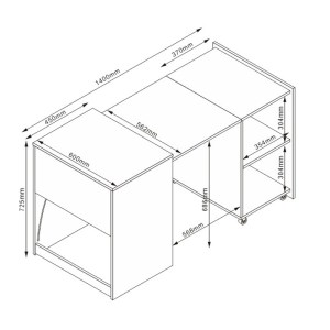 pak-225-000050-7 ΠΟΛΥΜΟΡΦΙΚΟ ΝΤΟΥΛΑΠΙ-ΓΡΑΦΕΙΟ ΕΡΓΑΣΙΑΣ TIVIZUAL PAKOWORLD ΠΤΥΣΣΟΜΕΝΟ SONOMA ΜΕΛΑΜΙΝΗΣ 140X60X72ΕΚ