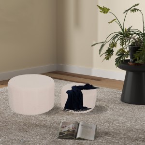 pak-225-000077-2 ΣΚΑΜΠΟ - ΠΟΥΦ GABELLO PAKOWORLD ΣΕΤ 2ΤΕΜ ΥΦΑΣΜΑ ΜΠΟΥΚΛΕ ΜΠΕΖ Φ44X26.5ΕΚ