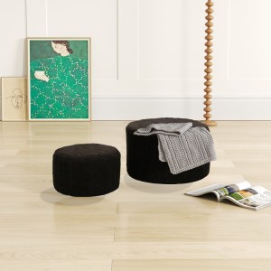 pak-225-000078-2 ΣΚΑΜΠΟ - ΠΟΥΦ GABELLO PAKOWORLD ΣΕΤ 2 ΤΕΜ ΥΦΑΣΜΑ ΜΠΟΥΚΛΕ ΜΑΥΡΟ Φ44X26.5ΕΚ