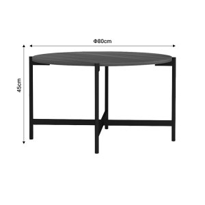 pak-230-000032-7 ΤΡΑΠΕΖΑΚΙ ΣΑΛΟΝΙΟΥ AISLE PAKOWORLD ΜΕΛΑΜΙΝΗΣ ΚΑΡΥΔΙ-ΜΑΥΡΟ Φ80X45ΕΚ