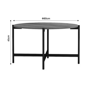 pak-230-000033-7 ΤΡΑΠΕΖΑΚΙ ΣΑΛΟΝΙΟΥ AISLE PAKOWORLD ΜΕΛΑΜΙΝΗΣ ΦΥΣΙΚΟ-ΜΑΥΡΟ Φ80X45ΕΚ
