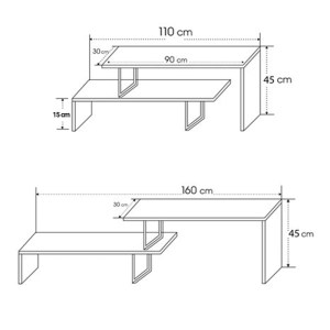 pak-230-000040-4 ΕΠΙΠΛΟ ΤΗΛΕΟΡΑΣΗΣ LILANT PAKOWORLD ΜΕΛΑΜΙΝΗΣ ΣΕ SONOMA ΑΠΟΧΡΩΣΗ ΚΑΙ ΜΑΥΡΟ ΜΕΤΑΛΛΟ 110-160X30X45ΕΚ