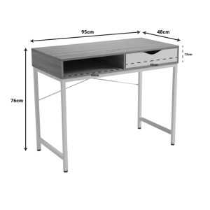pak-230-000062-5 ΓΡΑΦΕΙΟ ΕΡΓΑΣΙΑΣ KAMA PAKOWORLD ΣΕ SONOMA-ΛΕΥΚΗ ΑΠΟΧΡΩΣΗ ΜΕ ΛΕΥΚΑ ΜΕΤΑΛΛΙΚΑ ΠΟΔΙΑ 95X48X76ΕΚ