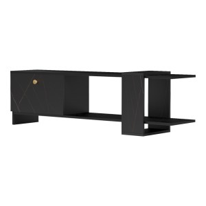 pak-230-000064-3 ΕΠΙΠΛΟ ΤΗΛΕΟΡΑΣΗΣ STANDI PAKOWORLD ΣΕ ΜΑΥΡΟ-ΜΑΥΡΟ ΜΑΡΜΑΡΟΥ ΑΠΟΧΡΩΣΗ 120X25X36.8ΕΚ