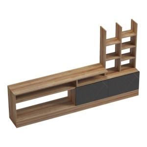 pak-230-000068-1 ΣΥΝΘΕΤΟ ΣΑΛΟΝΙΟΥ SERUNO PAKOWORLD ΣΕ ΑΠΟΧΡΩΣΗ OAK ΜΕ ΜΑΥΡΟ ΜΑΡΜΑΡΟΥ 170X25X100ΕΚ