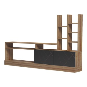 pak-230-000068-3 ΣΥΝΘΕΤΟ ΣΑΛΟΝΙΟΥ SERUNO PAKOWORLD ΣΕ ΑΠΟΧΡΩΣΗ OAK ΜΕ ΜΑΥΡΟ ΜΑΡΜΑΡΟΥ 170X25X100ΕΚ