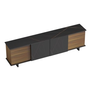 pak-230-000071-1 ΕΠΙΠΛΟ ΤΗΛΕΟΡΑΣΗΣ ZAFORE  PAKOWORLD ΣΕ ΚΑΡΥΔΙ ΑΠΟΧΡΩΣΗ ΜΕ ΜΑΥΡΟ ΜΑΡΜΑΡΟΥ 180X33X50ΕΚ