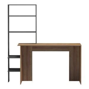 pak-230-000075-2 ΓΡΑΦΕΙΟ ΕΡΓΑΣΙΑΣ BIVORO ΜΕ ΡΑΦΙΕΡΑ PAKOWORLD ΣΕ OAK -ΓΚΡΙ ΑΠΟΧΡΩΣΗ 146X55X129ΕΚ