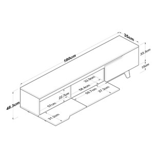 pak-230-000079-6 ΕΠΙΠΛΟ ΤΗΛΕΟΡΑΣΗΣ KASANDRA PAKOWORLD ΣΕ ΜΑΥΡΟ ΜΑΡΜΑΡΟΥ-SONOMA ΑΠΟΧΡΩΣΗ 180X35X48.5ΕΚ