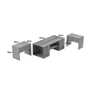 pak-230-000087-5 ΤΡΑΠΕΖΙ ΣΑΛΟΝΙΟΥ MORFI PAKOWORLD ΠΟΛΥΜΟΡΦΙΚΟ 3ΤΕΜ ΣΕ OAK-ΜΠΕΖ ΜΑΡΜΑΡΟΥ ΑΠΟΧΡΩΣΗ 105X45X37ΕΚ