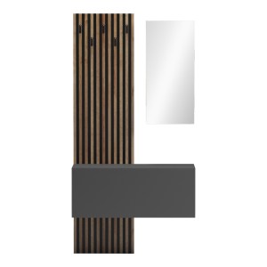 pak-230-000088-1 ΕΠΙΠΛΟ ΕΙΣΟΔΟΥ ΜΕ ΚΑΘΡΕΠΤΗ ARIKA PAKOWORLD  ΣΕ OAK-ΑΝΘΡΑΚΙ ΑΠΟΧΡΩΣΗ 100X37.1X199.5ΕΚ