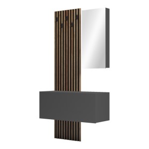 pak-230-000088-2 ΕΠΙΠΛΟ ΕΙΣΟΔΟΥ ΜΕ ΚΑΘΡΕΠΤΗ ARIKA PAKOWORLD  ΣΕ OAK-ΑΝΘΡΑΚΙ ΑΠΟΧΡΩΣΗ 100X37.1X199.5ΕΚ