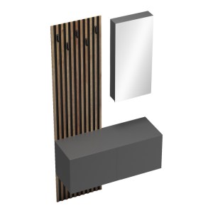 pak-230-000088-3 ΕΠΙΠΛΟ ΕΙΣΟΔΟΥ ΜΕ ΚΑΘΡΕΠΤΗ ARIKA PAKOWORLD  ΣΕ OAK-ΑΝΘΡΑΚΙ ΑΠΟΧΡΩΣΗ 100X37.1X199.5ΕΚ