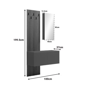 pak-230-000088-5 ΕΠΙΠΛΟ ΕΙΣΟΔΟΥ ΜΕ ΚΑΘΡΕΠΤΗ ARIKA PAKOWORLD  ΣΕ OAK-ΑΝΘΡΑΚΙ ΑΠΟΧΡΩΣΗ 100X37.1X199.5ΕΚ