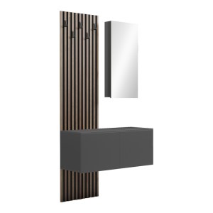 pak-230-000088 ΕΠΙΠΛΟ ΕΙΣΟΔΟΥ ΜΕ ΚΑΘΡΕΠΤΗ ARIKA PAKOWORLD  ΣΕ OAK-ΑΝΘΡΑΚΙ ΑΠΟΧΡΩΣΗ 100X37.1X199.5ΕΚ