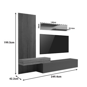 pak-230-000091-7 ΣΥΝΘΕΤΟ ΣΑΛΟΝΙΟΥ LITENDE PAKOWORLD ΣΕ ΛΕΥΚΗ-SONOMA ΑΠΟΧΡΩΣΗ 249.4X42.2X199.5ΕΚ